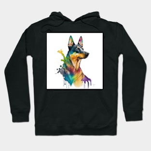 Australian Kelpie Dog In Watercolor & Pen Hoodie